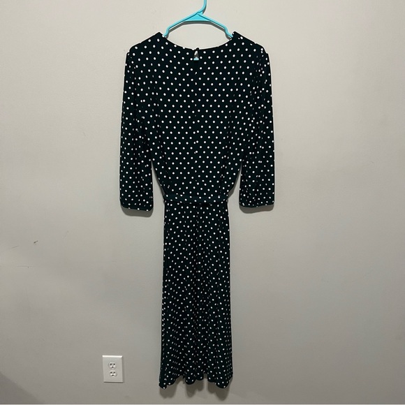 Lauren Ralph Lauren Green Polka Dot Jersey Dress Size 14 - Picture 4 of 5